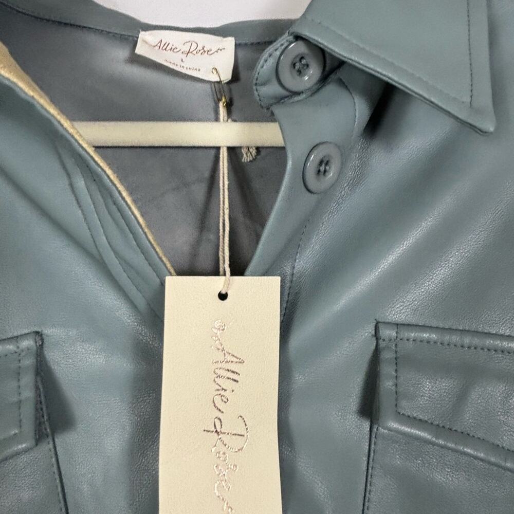 Allie Rose Shacket Jacket Vegan Leather Sage Green Large NWT - Picture 7 of 11